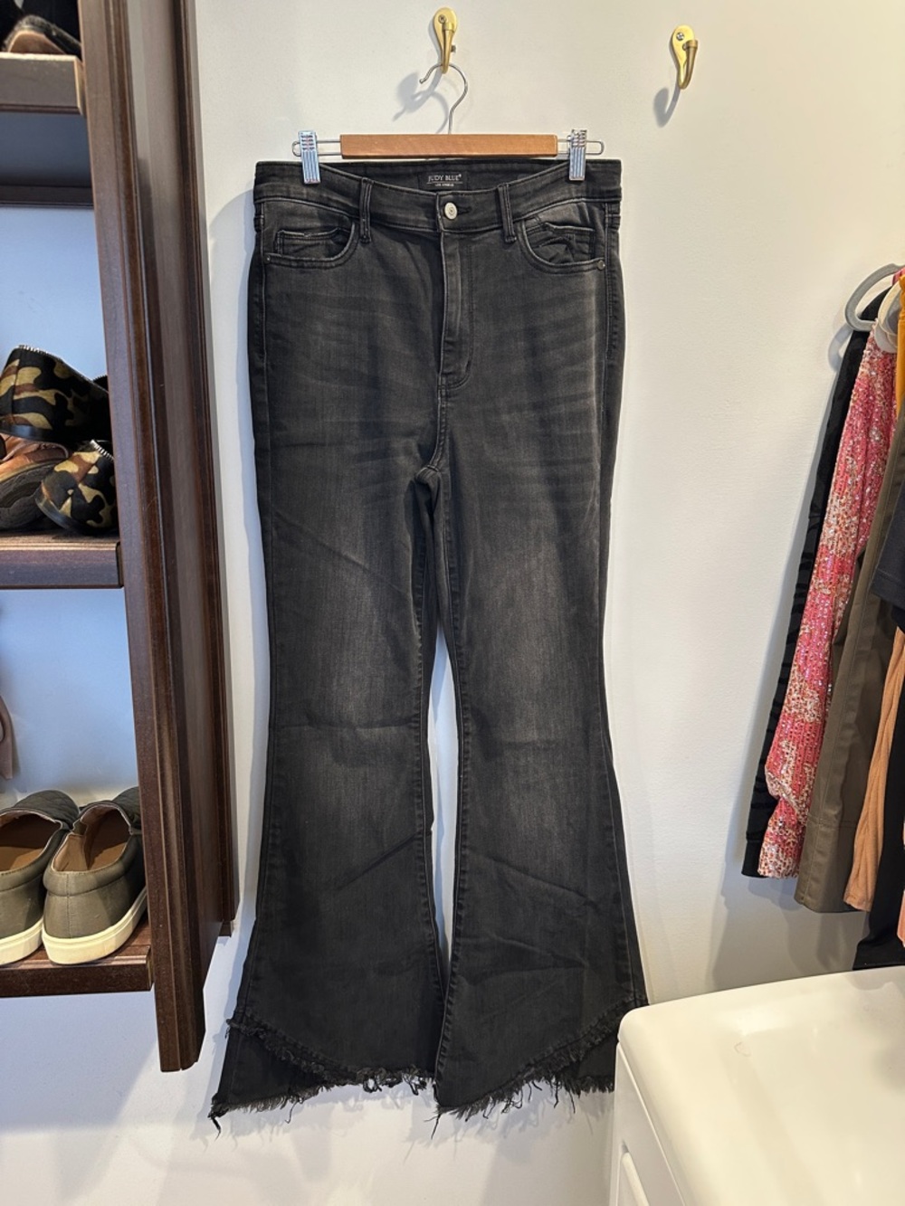 Judy Blue Washed Black High-Rise Flare Jeans